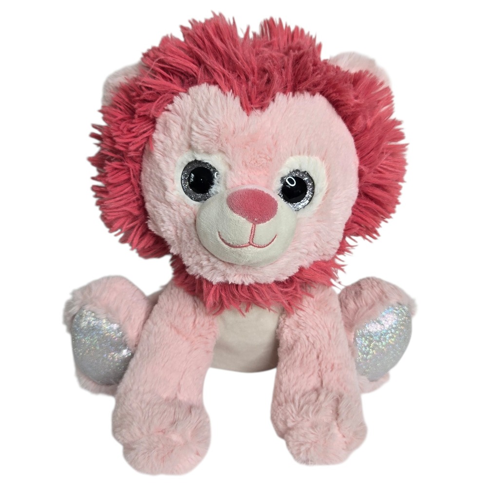 Fiesta Cotton Candy Lion Plush Pink Stuffed Animal 10" Glitter Eyes Zoo Whimsy